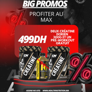 PACK 2 Creatine Dorian Yates 300g et un pre-workout